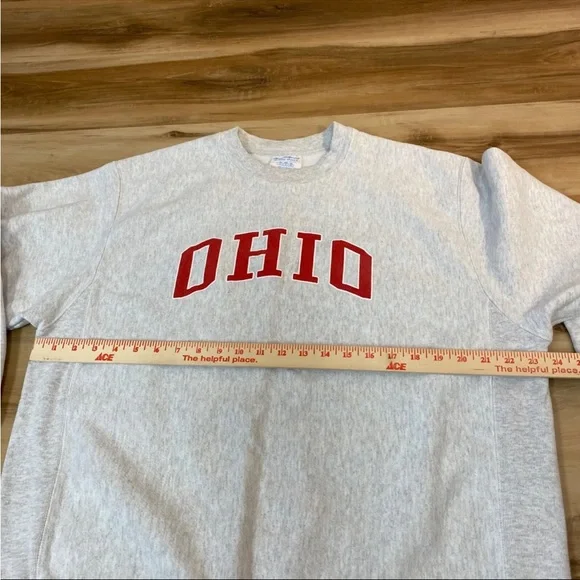 Champion Sweatshirt Mens Gray Reverse Weave Crewneck Long Sleeve OHIO Size Large - Picture 9 of 9